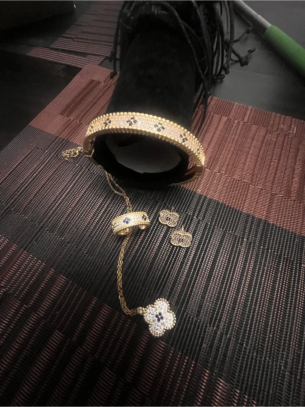 Gold-Tone Crystal Bangle Bracelet and Jewelry Set - Women Accessories